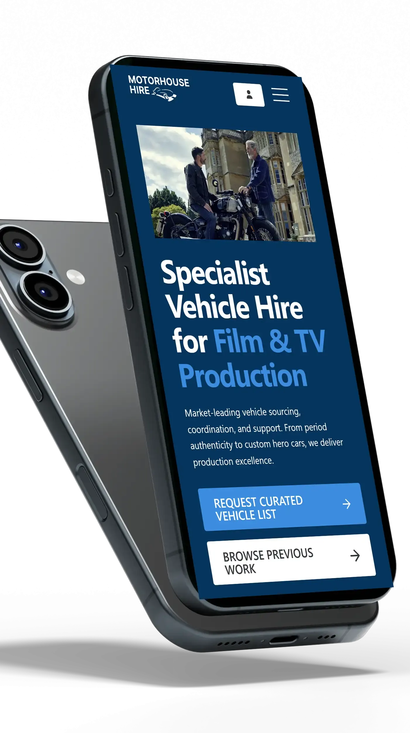 Motorhouse Hire website phone mockup